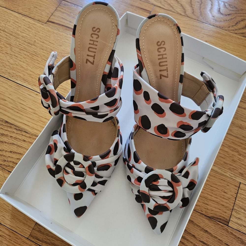 Rare Limited Edition Schutz Women's Polka Dot Heels - Black and White